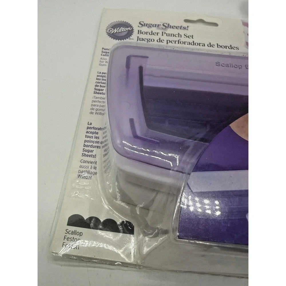 Wilton Sugar Sheets Border Punch Set Scallop Insert Purple Cake Stencil